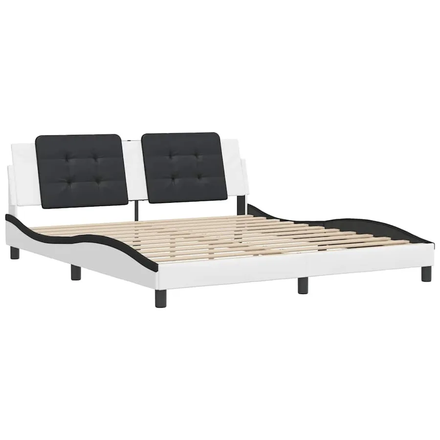 Cadre de lit sans matelas Zadar blanc et noir 180x200 cm similicuir - 3
