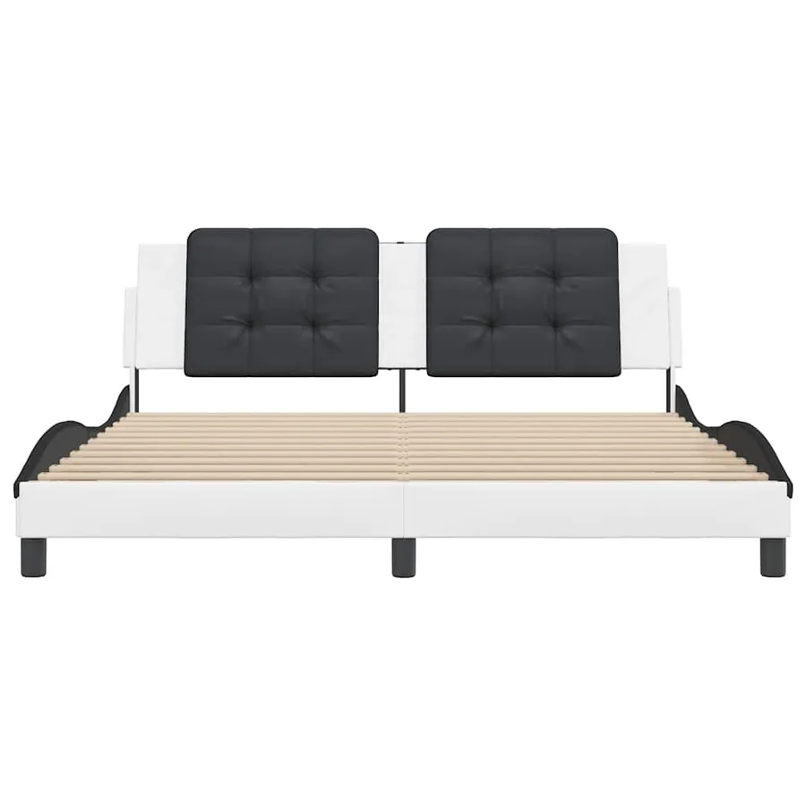 Cadre de lit sans matelas Zadar blanc et noir 180x200 cm similicuir - 4