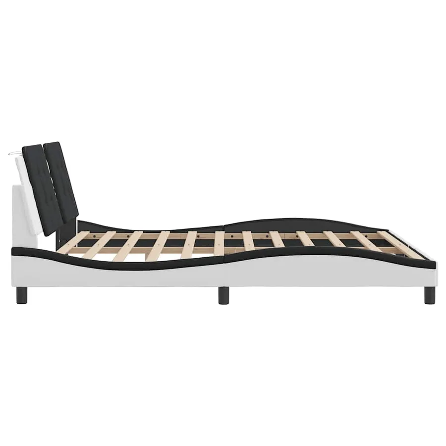 Cadre de lit sans matelas Zadar blanc et noir 180x200 cm similicuir - 5
