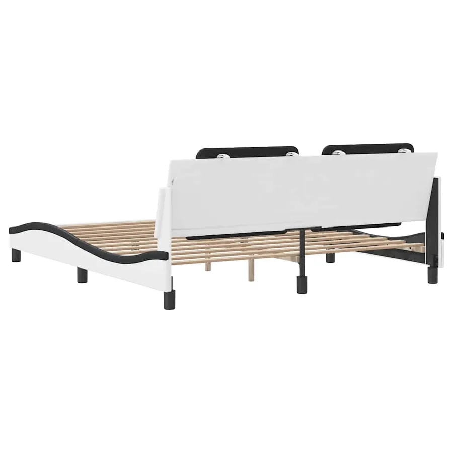 Cadre de lit sans matelas Zadar blanc et noir 180x200 cm similicuir - 6
