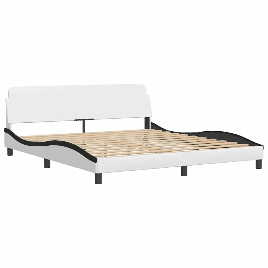 Cadre de lit sans matelas Zadar blanc et noir 180x200 cm similicuir - 7