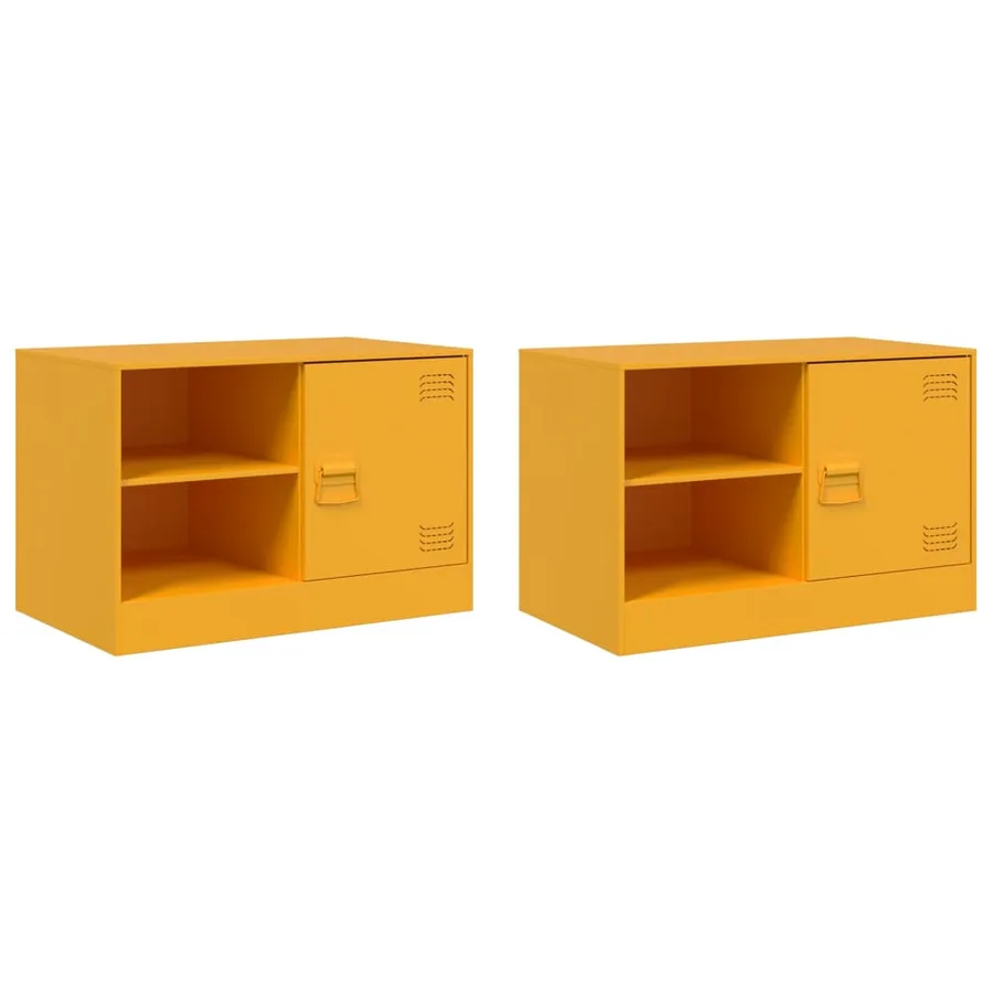 Meubles TV 2 pcs jaune moutarde 67x39x44 cm acier - 2