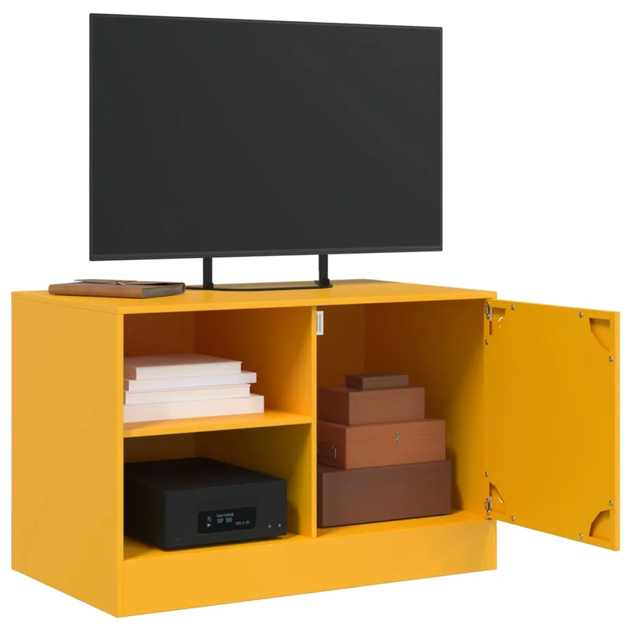 Meubles TV 2 pcs jaune moutarde 67x39x44 cm acier - 4