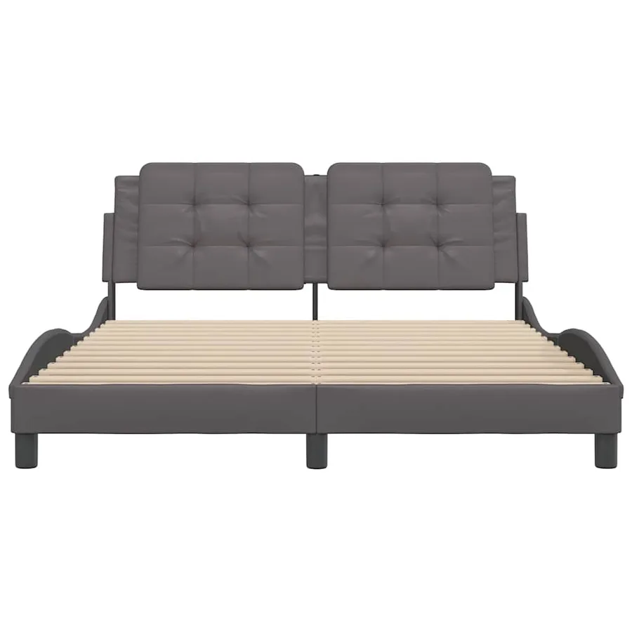 Cadre de lit sans matelas Zadar gris 160x200 cm similicuir - 4