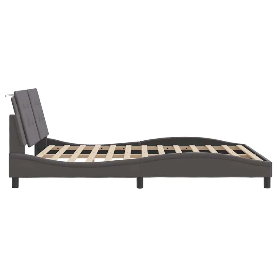 Cadre de lit sans matelas Zadar gris 160x200 cm similicuir - 5
