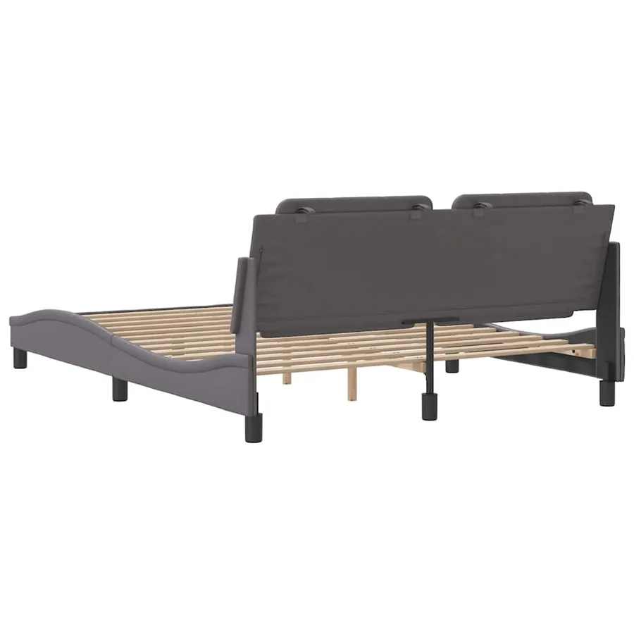 Cadre de lit sans matelas Zadar gris 160x200 cm similicuir - 6