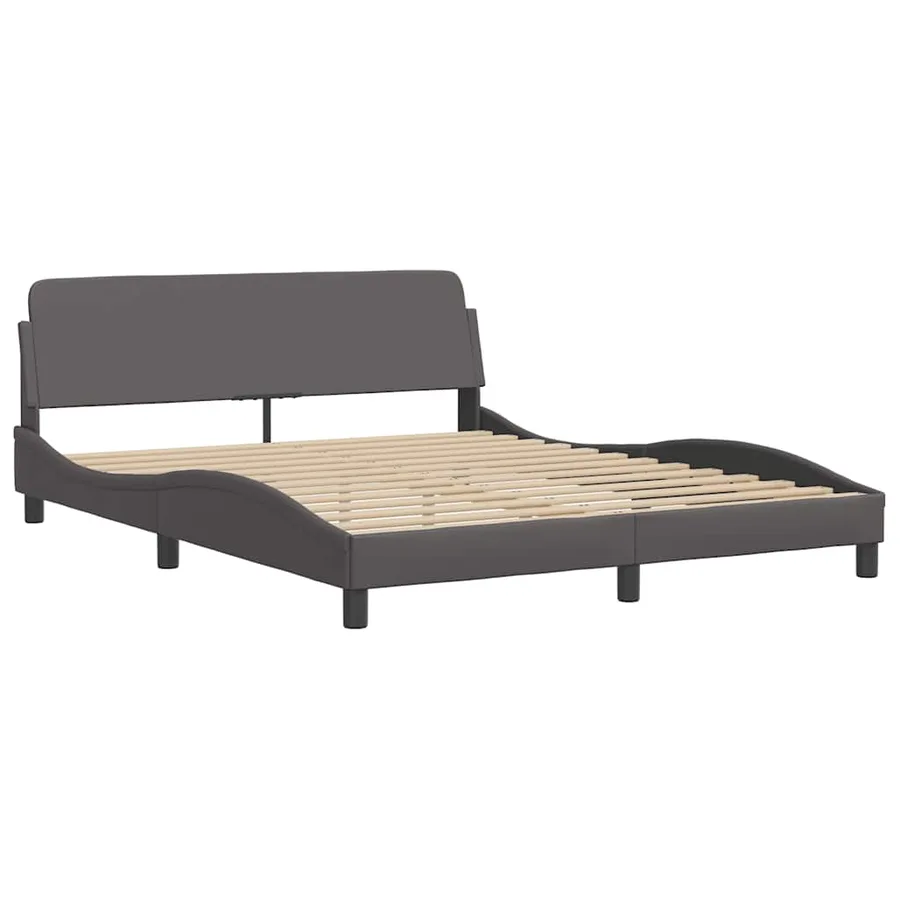Cadre de lit sans matelas Zadar gris 160x200 cm similicuir - 7