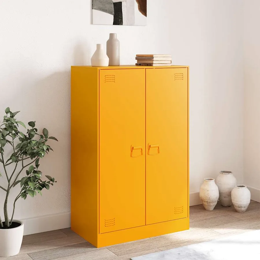 Buffet jaune moutarde 67x39x107 cm acier - 3