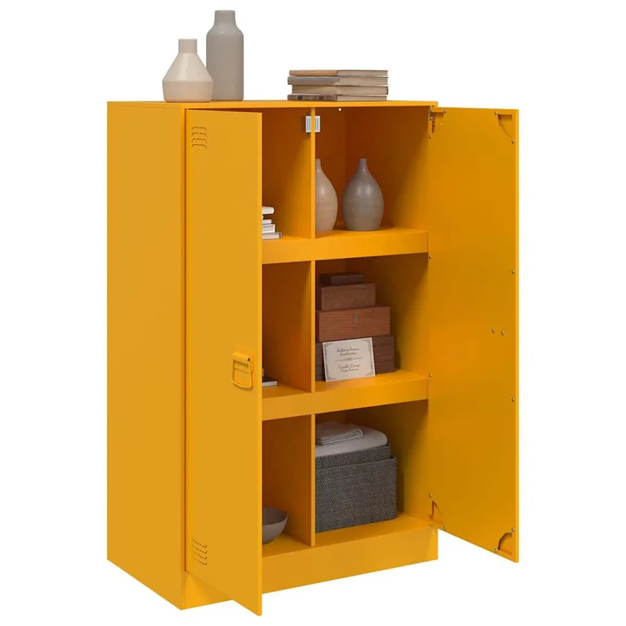 Buffet jaune moutarde 67x39x107 cm acier - 4