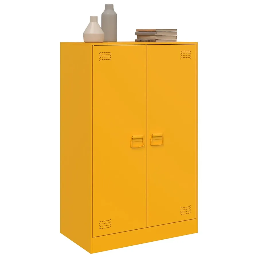 Buffet jaune moutarde 67x39x107 cm acier - 5