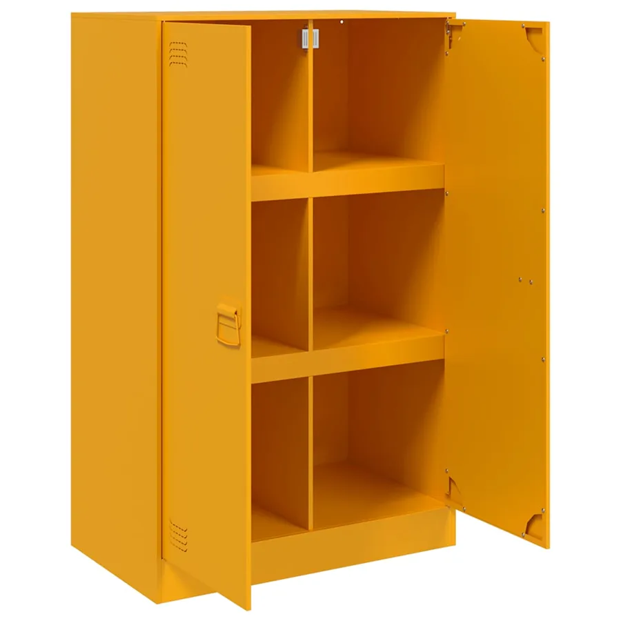 Buffet jaune moutarde 67x39x107 cm acier - 7