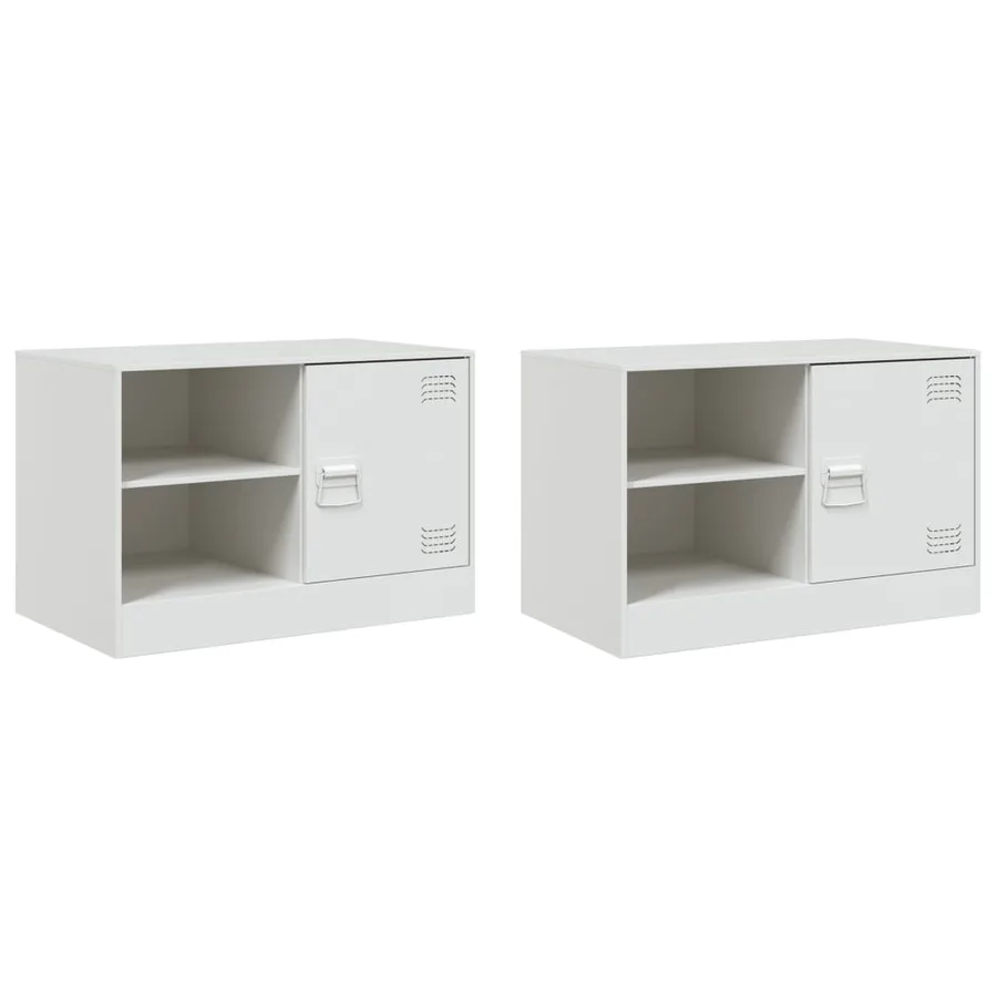 Meubles TV 2 pcs blanc 67x39x44 cm acier - 2