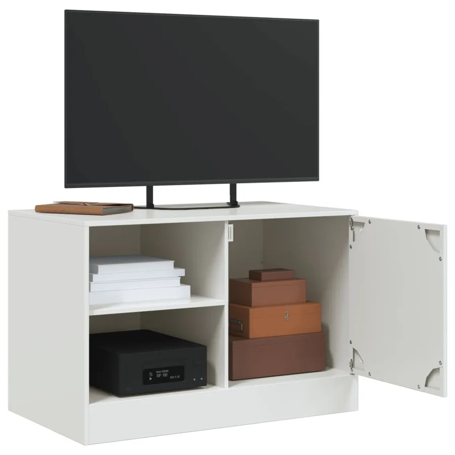 Meubles TV 2 pcs blanc 67x39x44 cm acier - 4