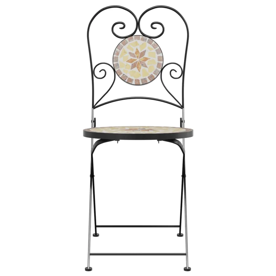 Chaises de bistro pliables lot de 2 terre cuite blanc céramique - 5