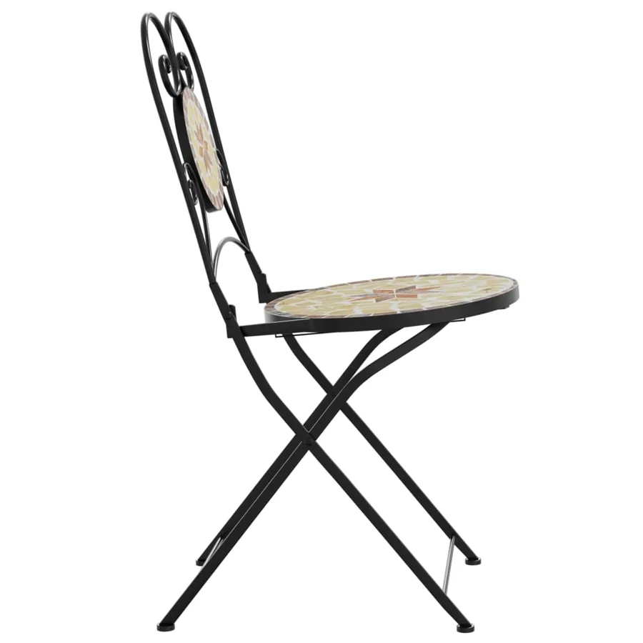 Chaises de bistro pliables lot de 2 terre cuite blanc céramique - 6