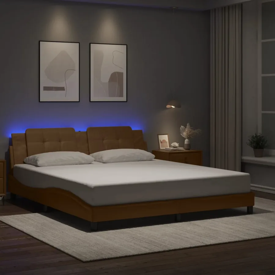 Cadre de lit avec LED sans matelas Zadar cappuccino 180x200 cm