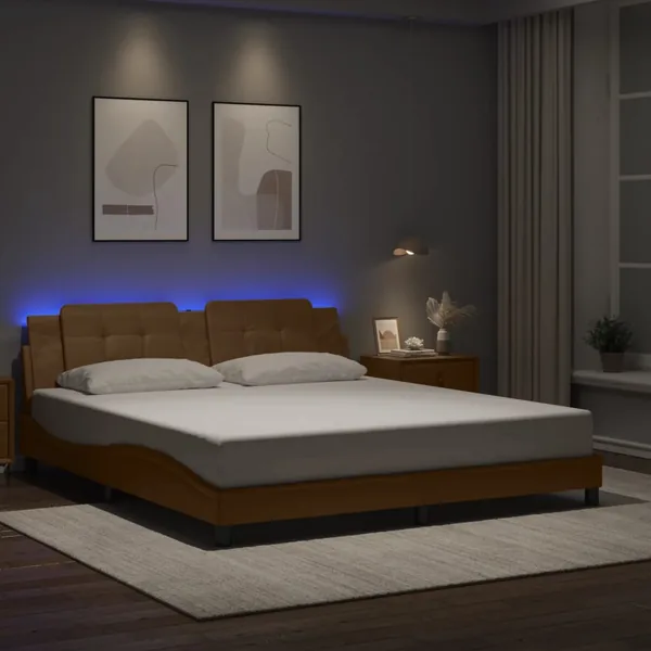 Cadre de lit avec LED sans matelas Zadar cappuccino 180x200 cm