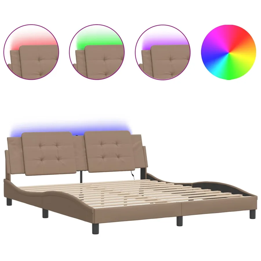 Cadre de lit avec LED sans matelas Zadar cappuccino 180x200 cm - 2