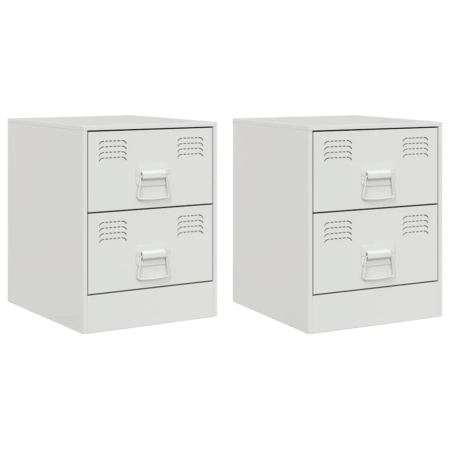 Tables de chevet 2 pcs blanc 34,5x39x44 cm acier - 2