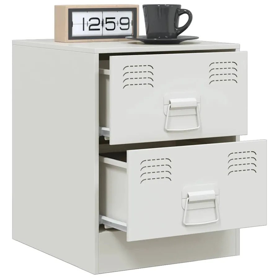 Tables de chevet 2 pcs blanc 34,5x39x44 cm acier - 4