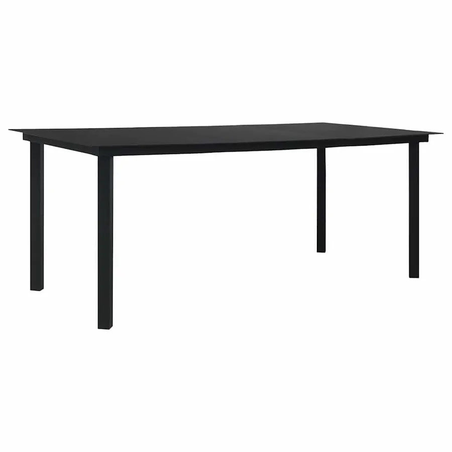 Ensemble à manger de jardin 7 pcs noir verre et acier - 3