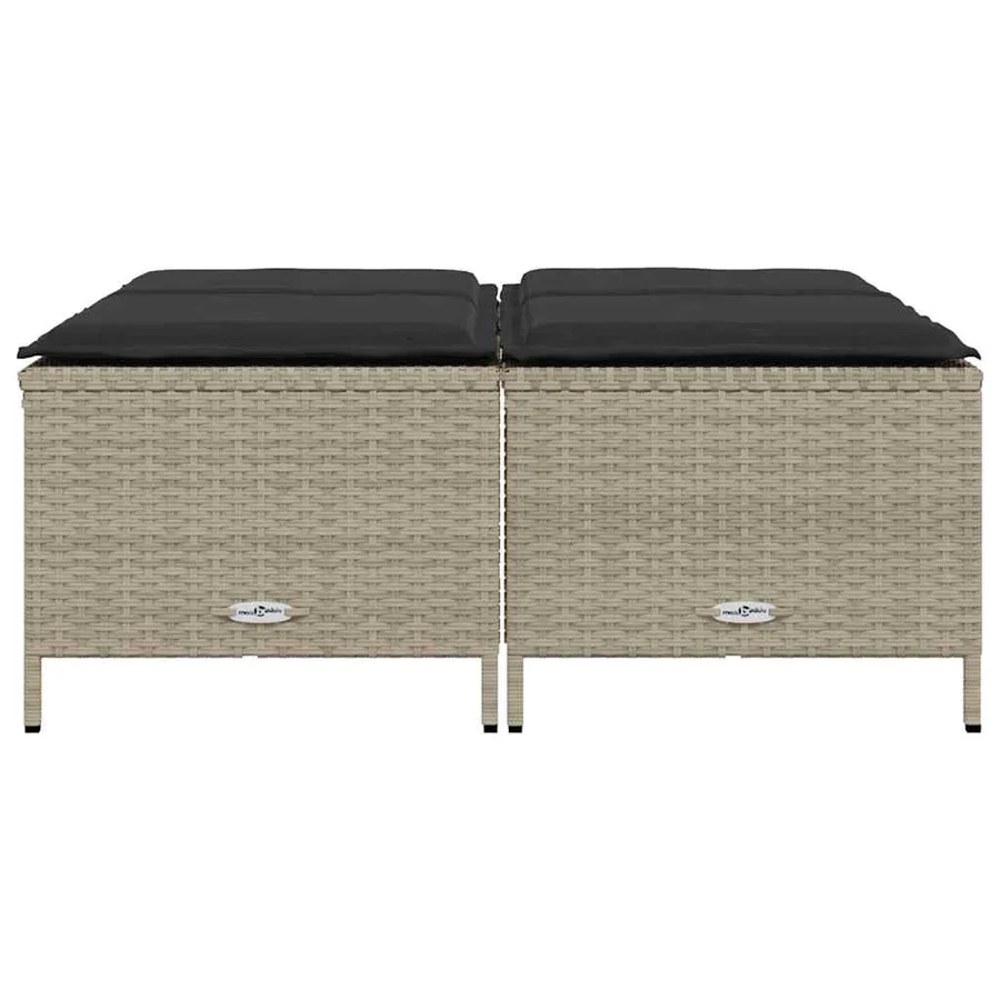 Tabourets de jardin avec coussins lot de 4 gris clair rotin - 3