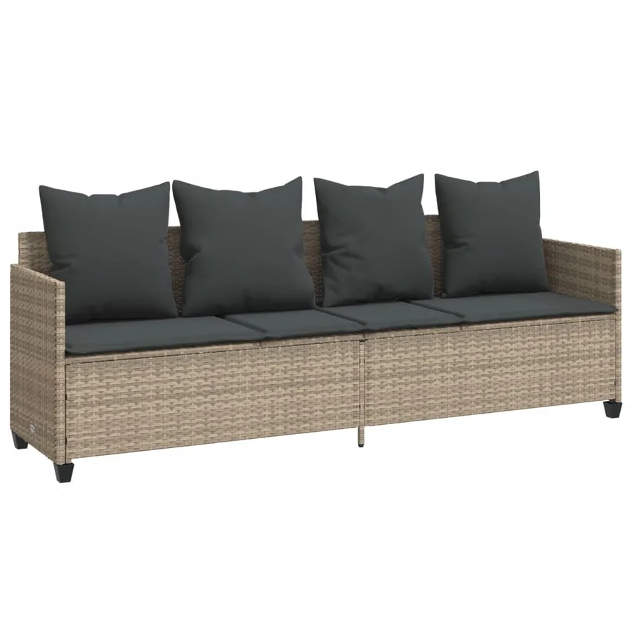 Salon de jardin 5 pcs avec coussins gris clair résine tressée - 3