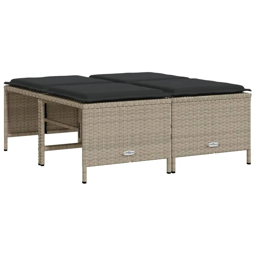 Salon de jardin 5 pcs avec coussins gris clair résine tressée - 4