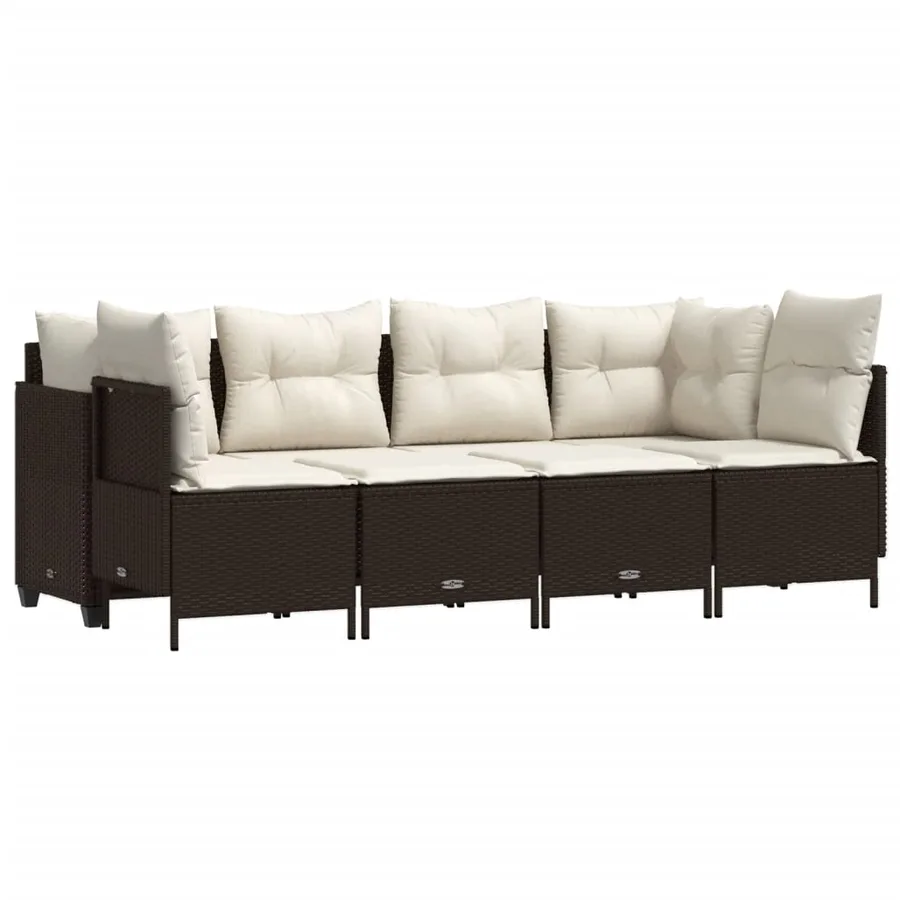 Salon de jardin avec coussins 5 pcs marron résine tressée - 2