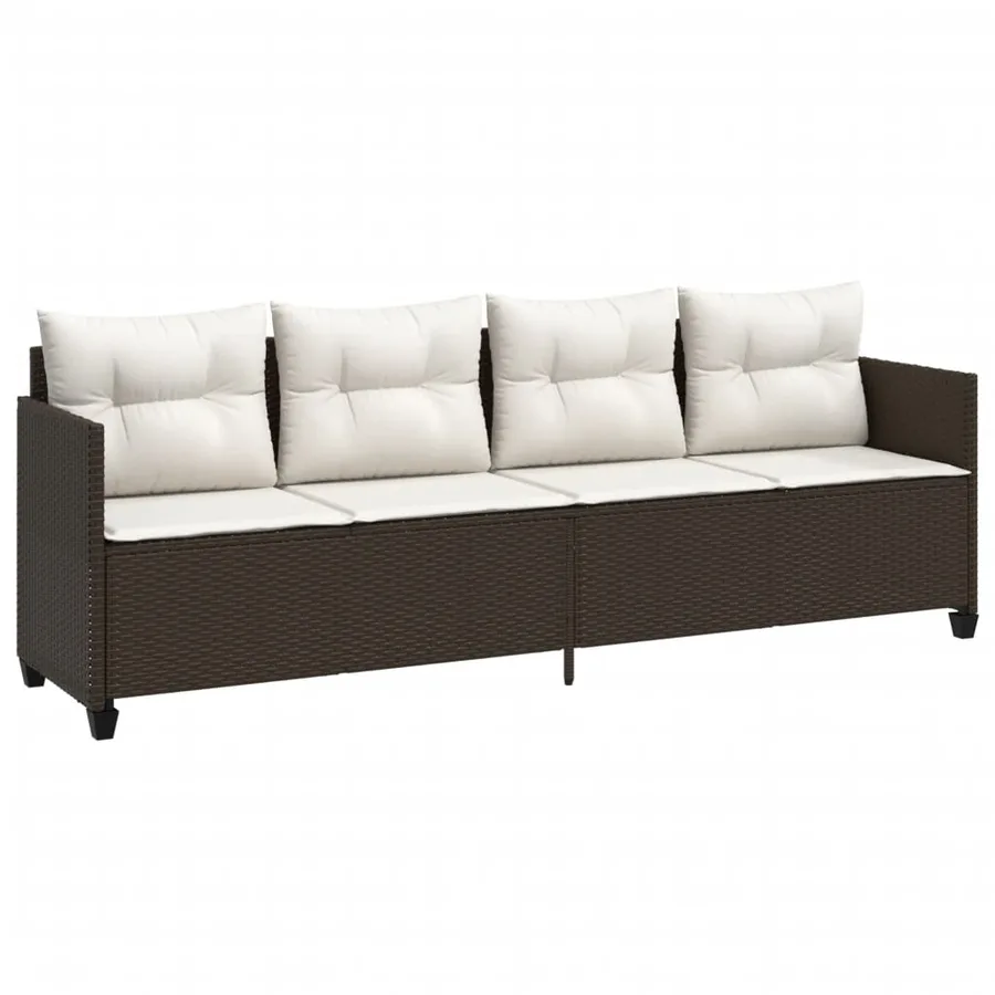 Salon de jardin avec coussins 5 pcs marron résine tressée - 3