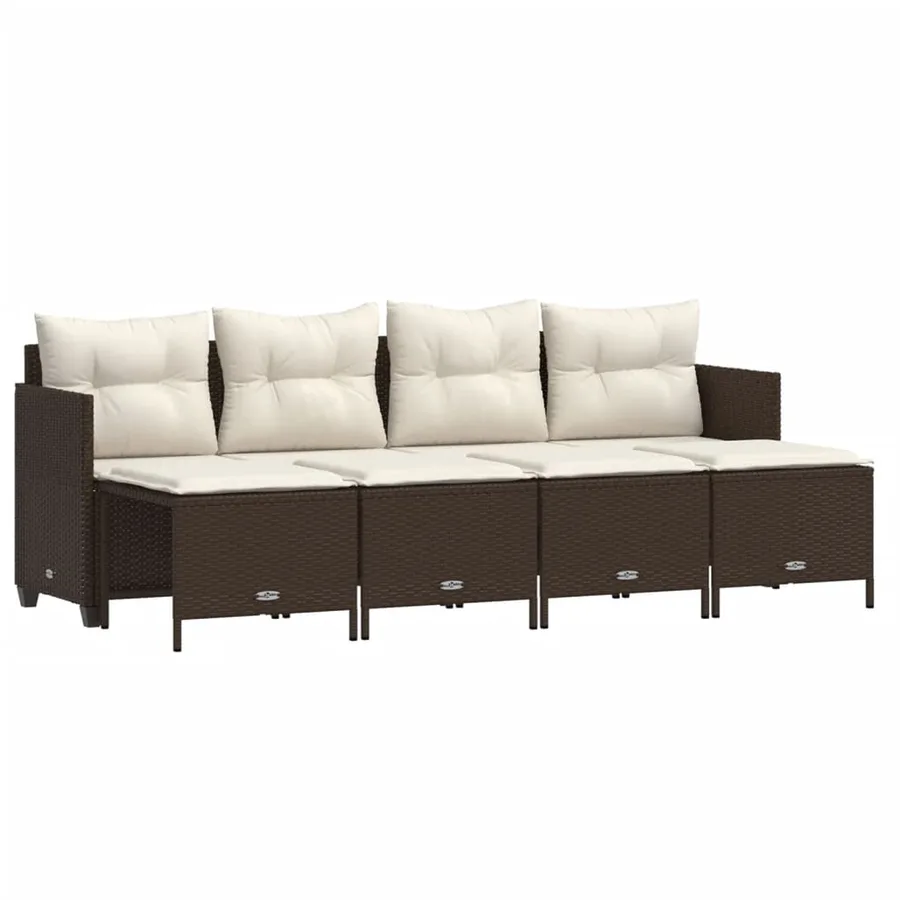 Salon de jardin avec coussins 5 pcs marron résine tressée - 2