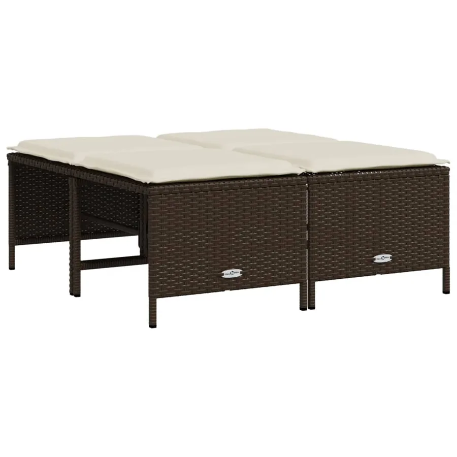 Salon de jardin avec coussins 5 pcs marron résine tressée - 4