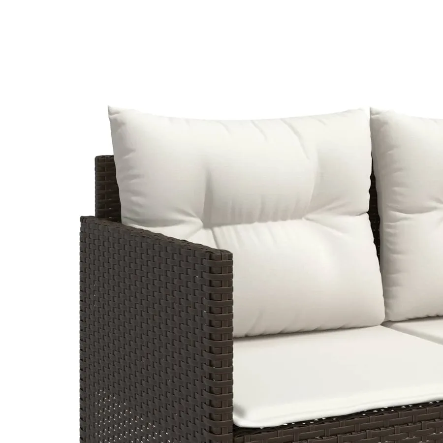 Salon de jardin avec coussins 5 pcs marron résine tressée - 6
