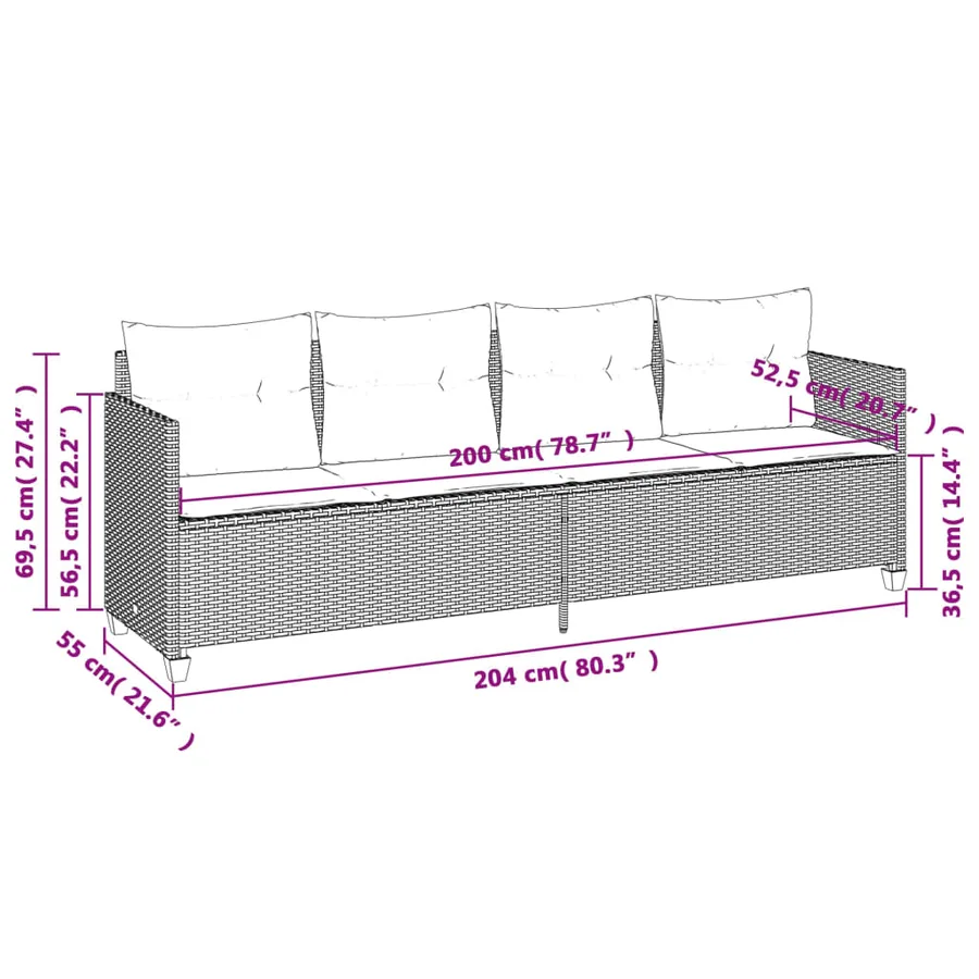 Salon de jardin avec coussins 5 pcs marron résine tressée - 9