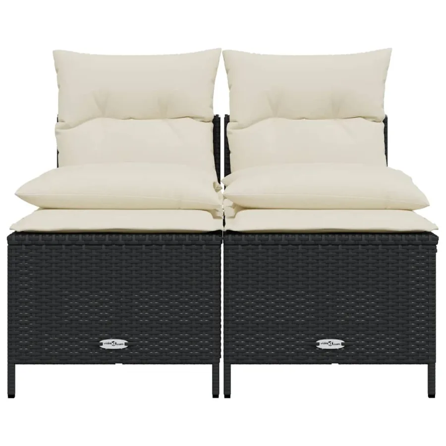 Salon de jardin 4 pcs avec coussins noir résine tressée - 3
