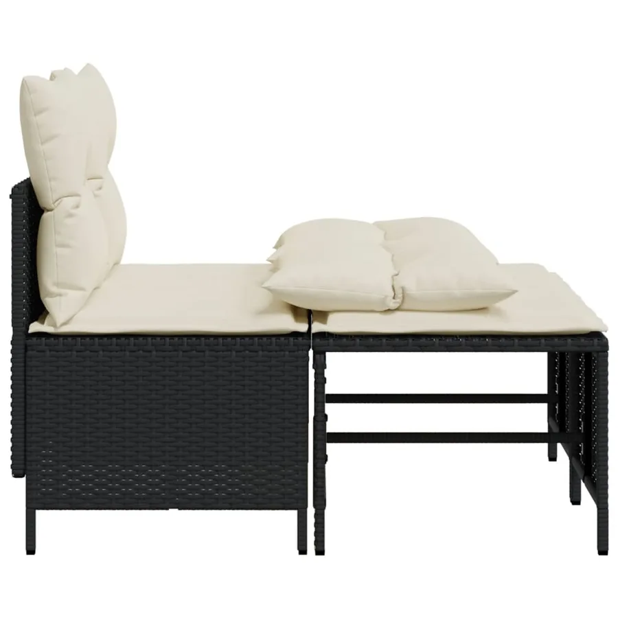 Salon de jardin 4 pcs avec coussins noir résine tressée - 4