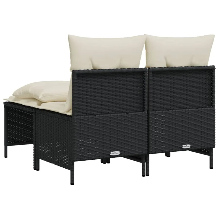 Salon de jardin 4 pcs avec coussins noir résine tressée - 5
