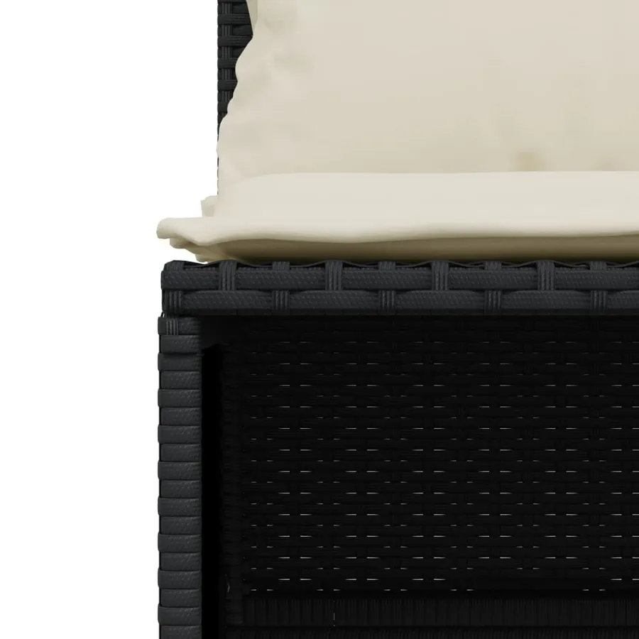 Salon de jardin 4 pcs avec coussins noir résine tressée - 6