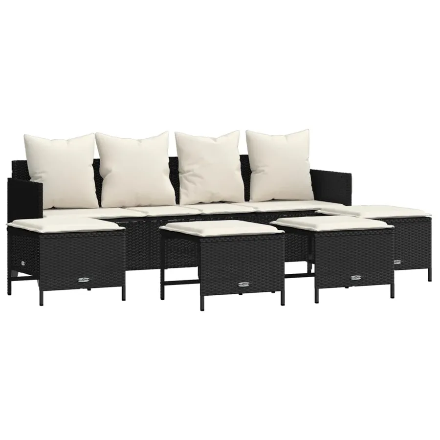 Salon de jardin 5 pcs avec coussins noir résine tressée - 2