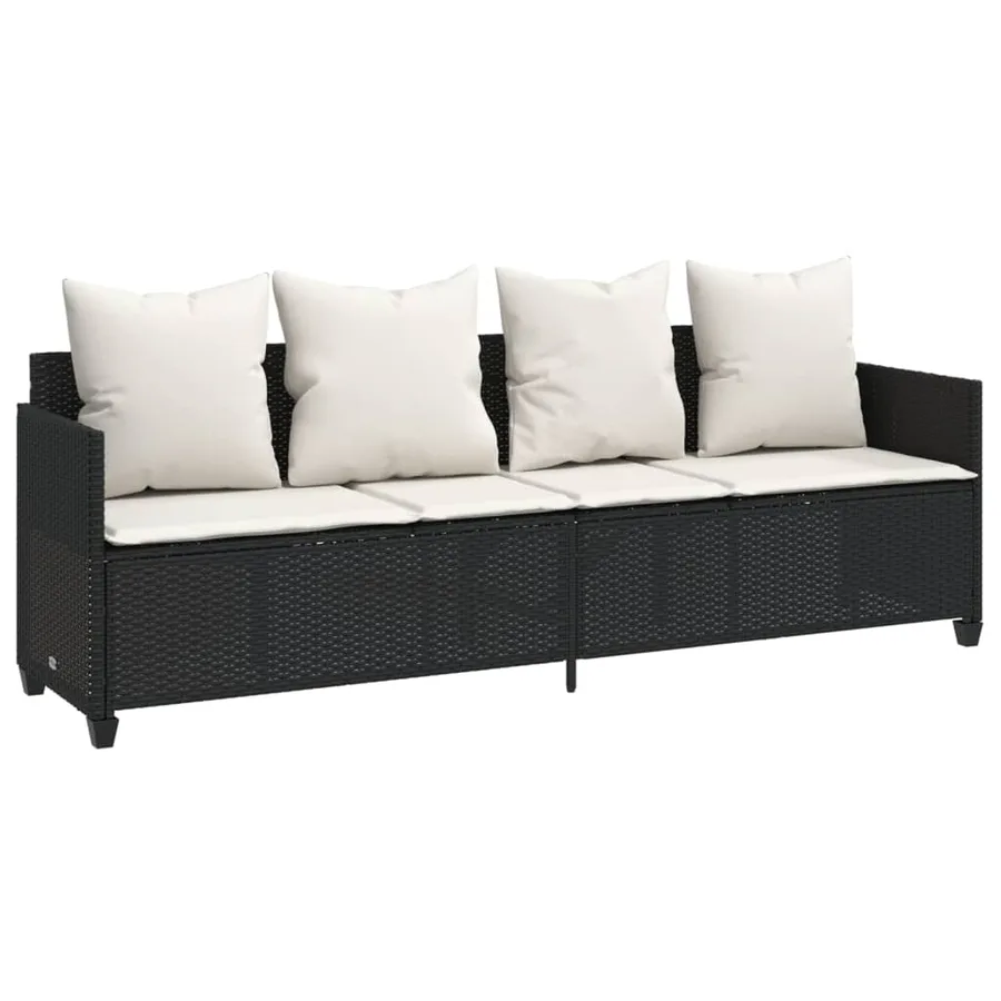 Salon de jardin 5 pcs avec coussins noir résine tressée - 3