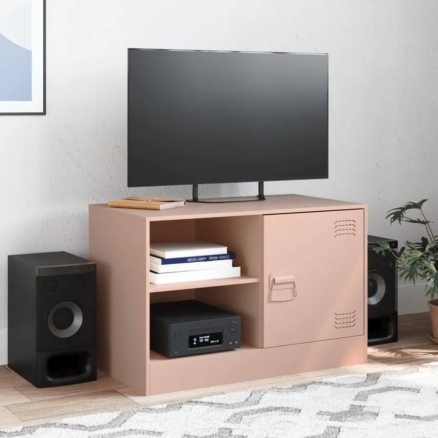 Meuble TV rose 67x39x44 cm acier - 3