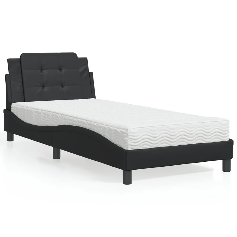 Cadre de lit sans matelas Zadar noir 100x200 cm similicuir