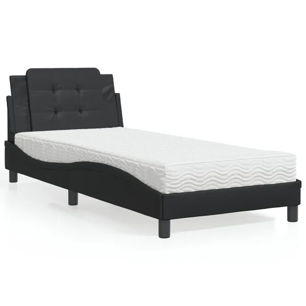 Cadre de lit sans matelas Zadar noir 100x200 cm similicuir