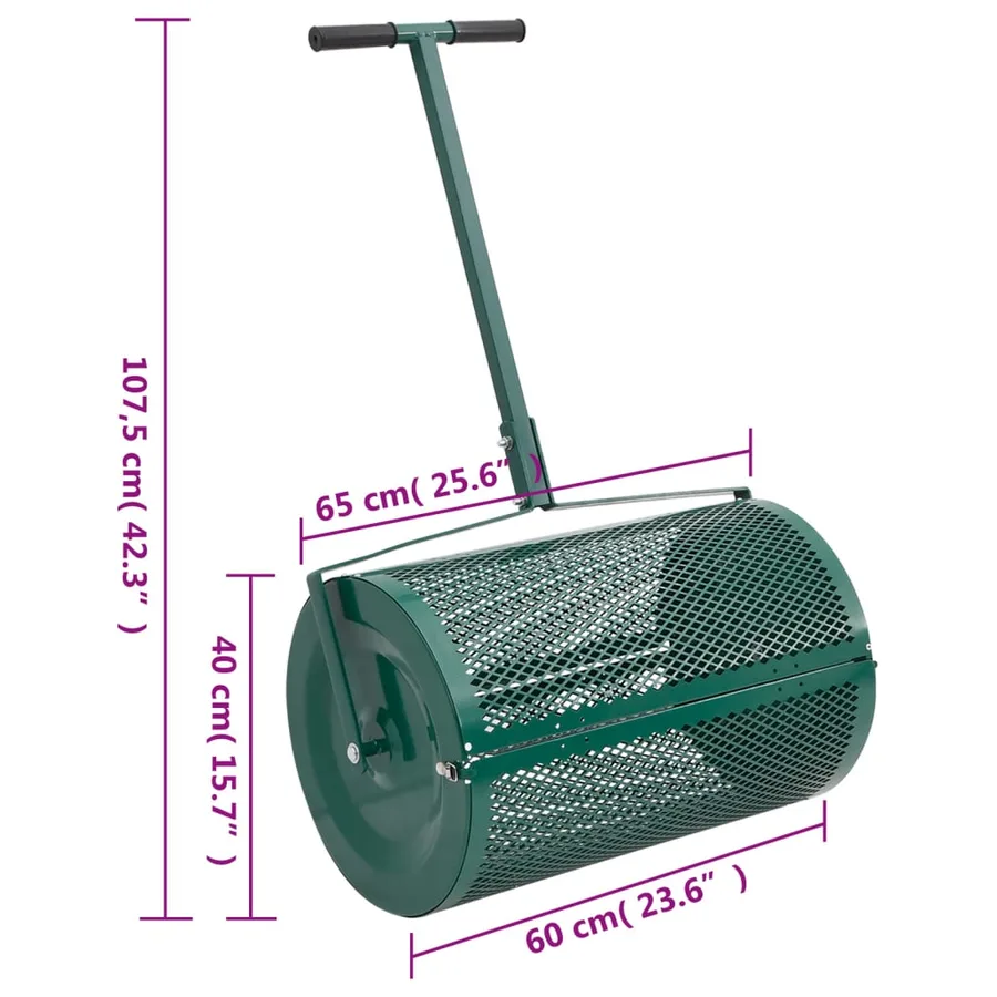 Épandeur de compost 75L vert Ø40x60 cm acier - 6