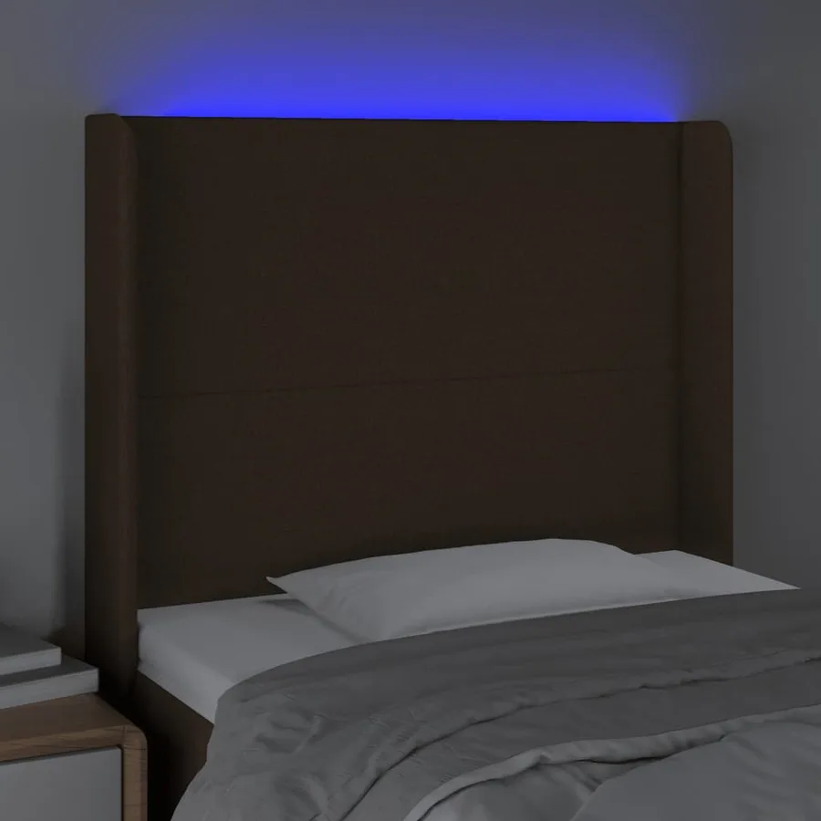 Tête de lit à LED Marron foncé 93x16x118/128 cm Tissu - 4