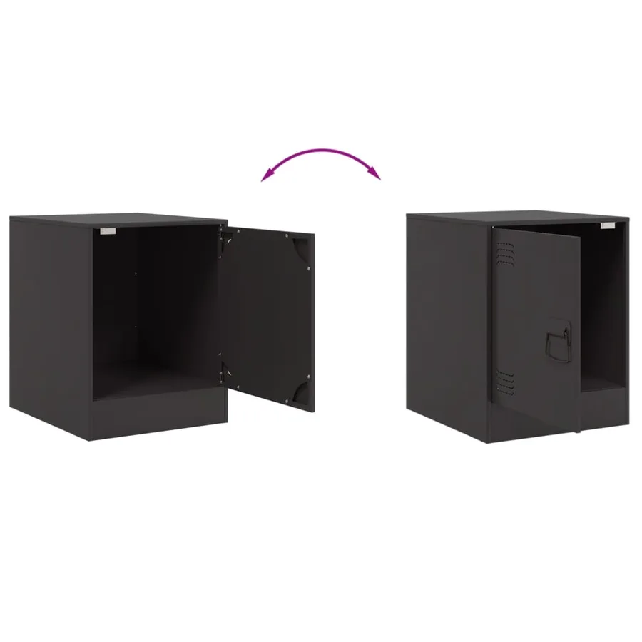 Table de chevet noir 34,5x39x44 cm acier - 10