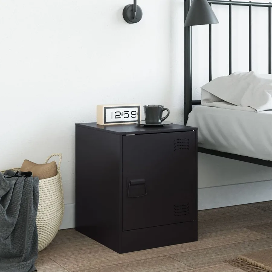 Table de chevet noir 34,5x39x44 cm acier - 3
