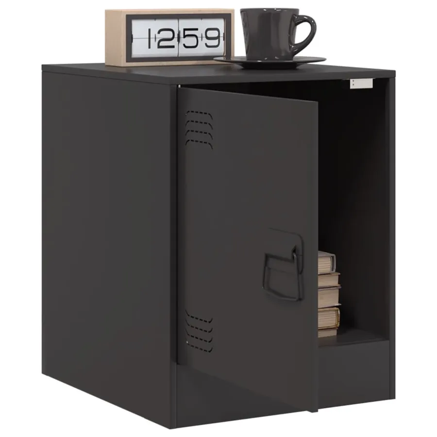 Table de chevet noir 34,5x39x44 cm acier - 5