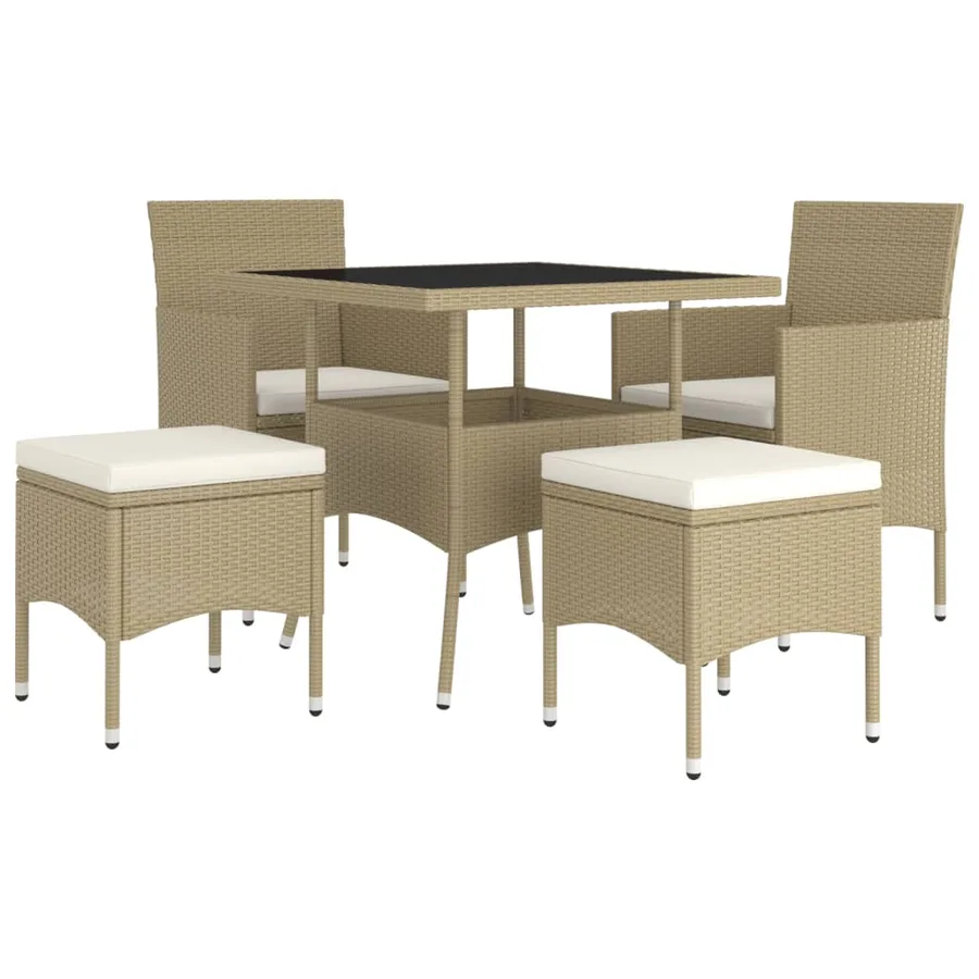 Ensemble à manger de jardin 5 pcs Résine tressée Beige - 3