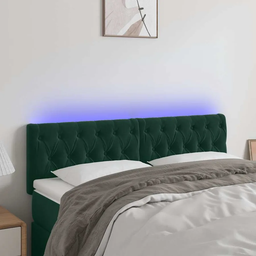 Tête de lit à LED Vert foncé 160x7x78/88 cm Velours
